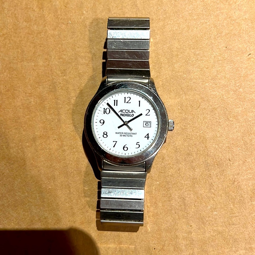 Acqua Indiglo mens stainless steel watch